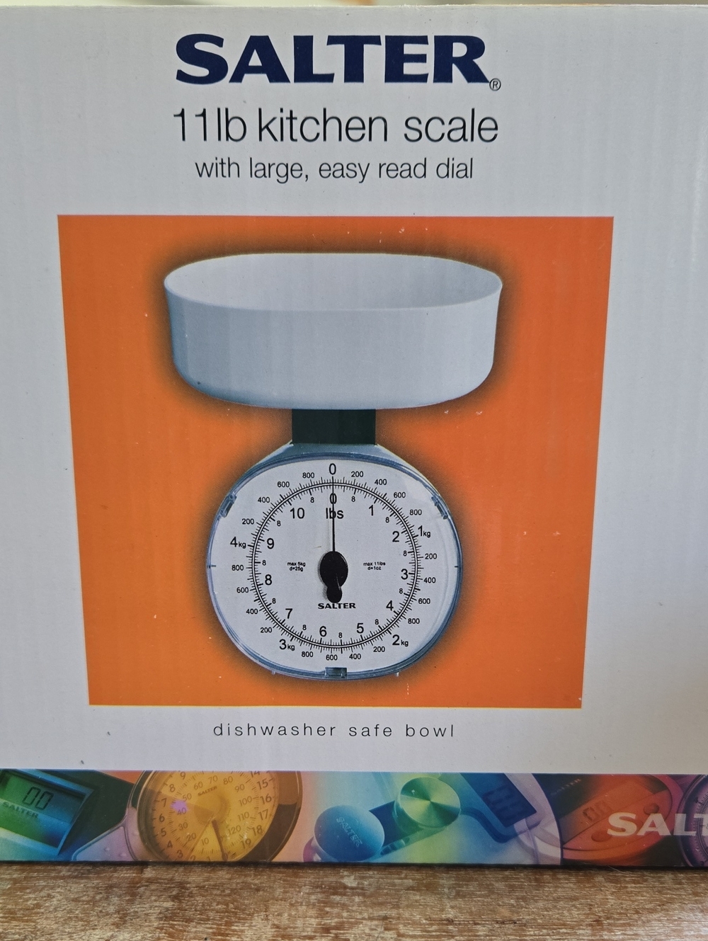 Salter 11 lb Kitchen Scale Retro Analog Dishwasher Safe Bowl. NIB. (BIN 011)